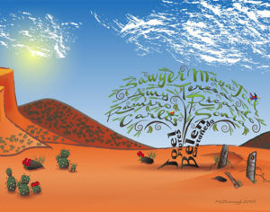 Family tree desert scene