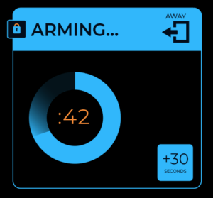 user screen showing ARMING in :42 seconds and counting